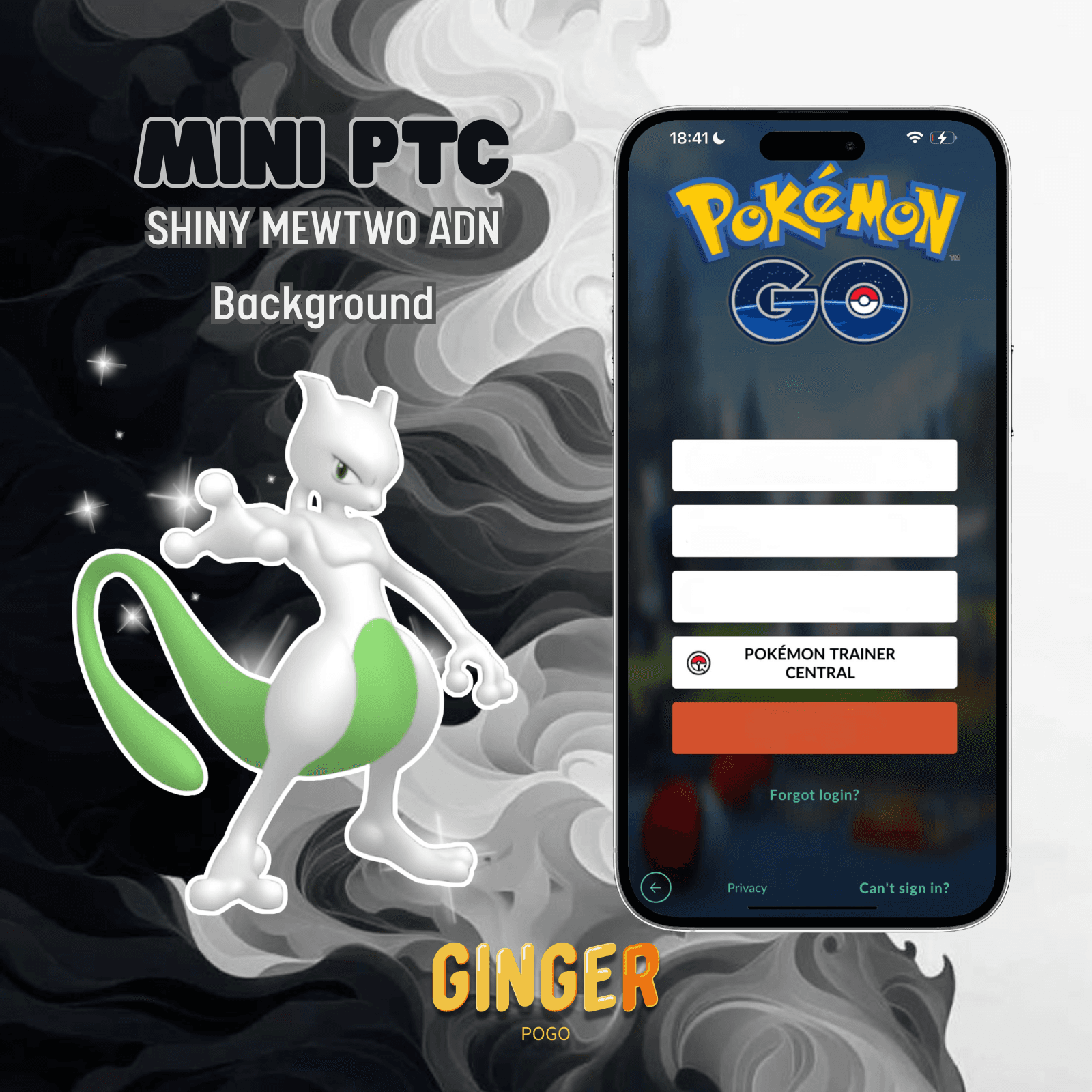 MINI PTC SHINY MEWTWO ADN BACKGROUND - 2